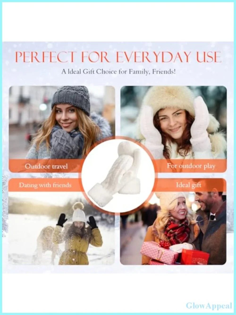 Cozy Thick Knitted Fleece Lined Mittens Women Warm Winter Gloves